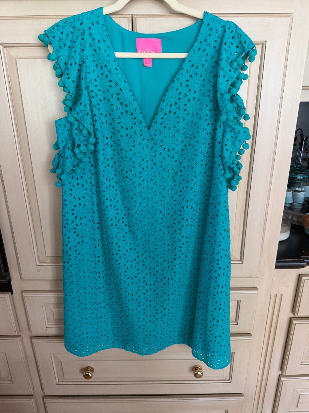 Lilly Pulitzer Green Pom Pom sleeve dress